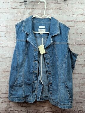 CJ Banks Denim Jean Vest 1x New Nwt